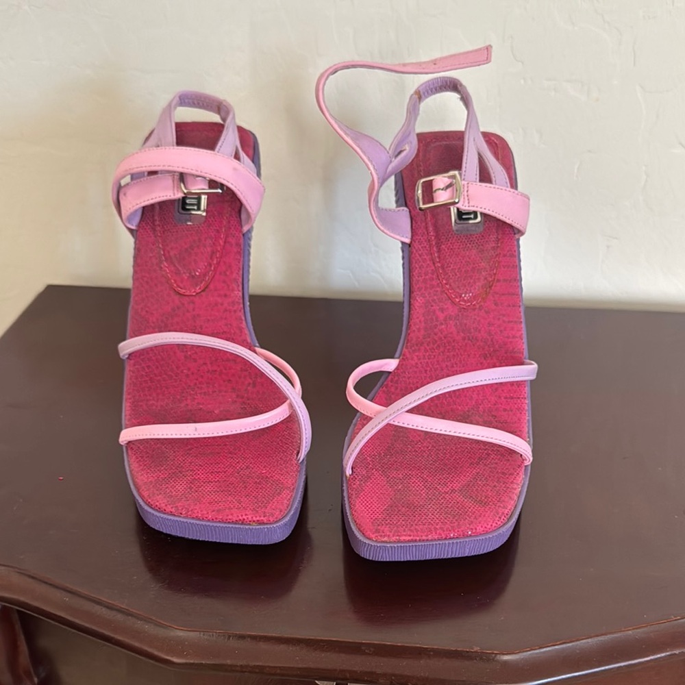 Chic Pink and Purple Strappy Heels
